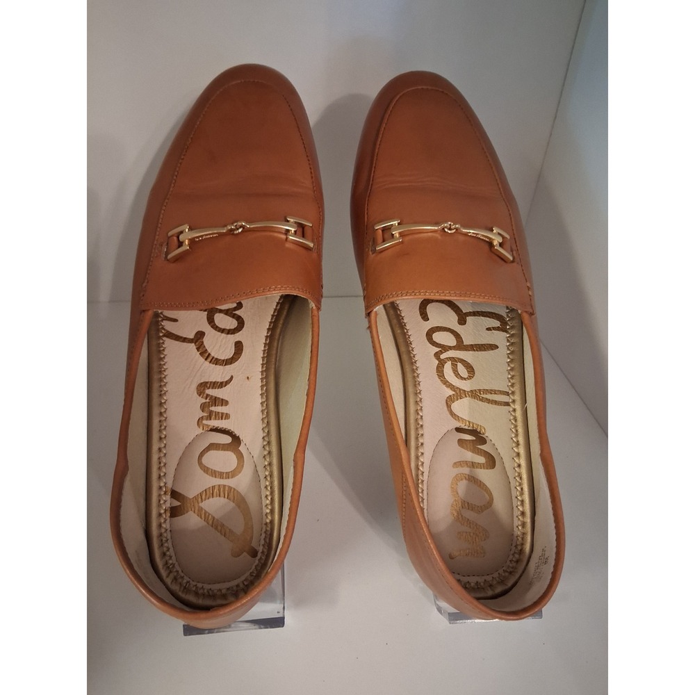 Sam Edelman Loraine Bit Loafer Saddle Tan Leather Gold Hardware Flats Womens 9M